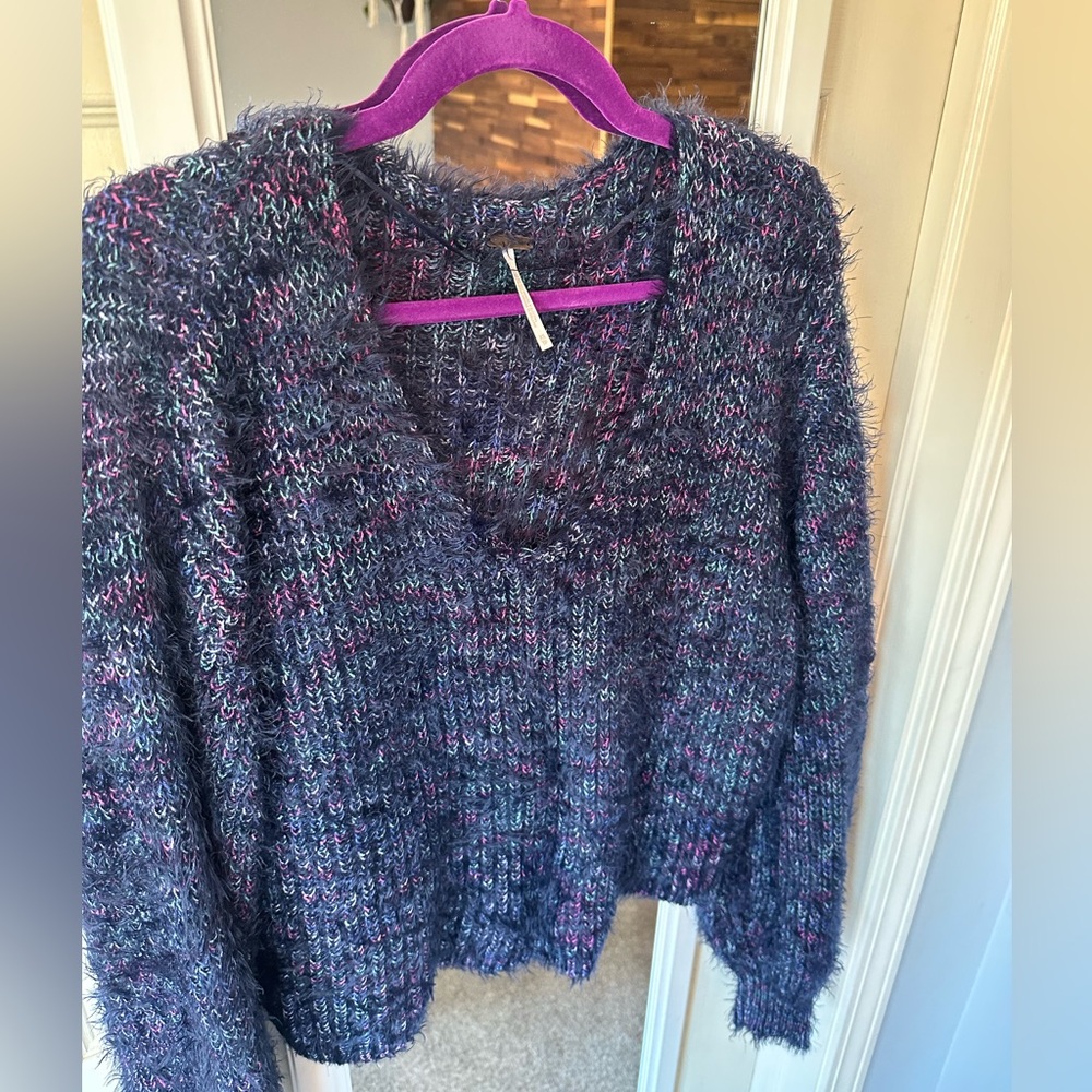 EUC💙Free People Gelato Sweater XS Oversized Blue - Picture 6 of 9